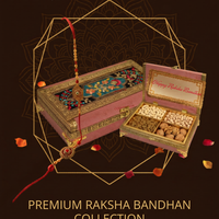 Luxurious Raksha Bandhan Gift Box open showing velvet interior with Rakhi