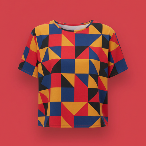 Sunset Orange Geometric Print Top