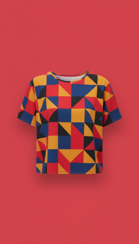 Sunset Orange Geometric Print Top